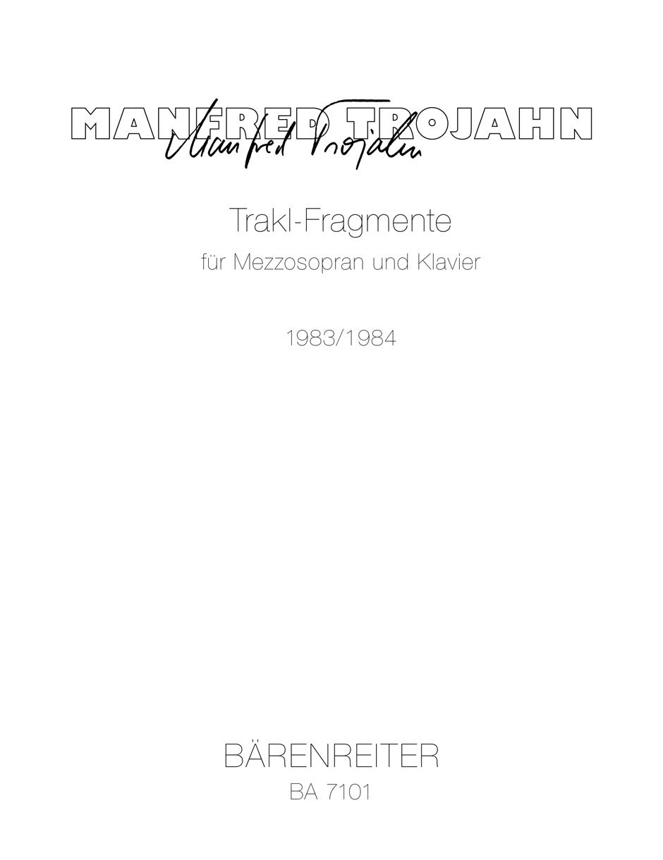 Vorderes Coverbild Trakl-Fragmente für Mezzosopran und Klavier (1983/1984)
