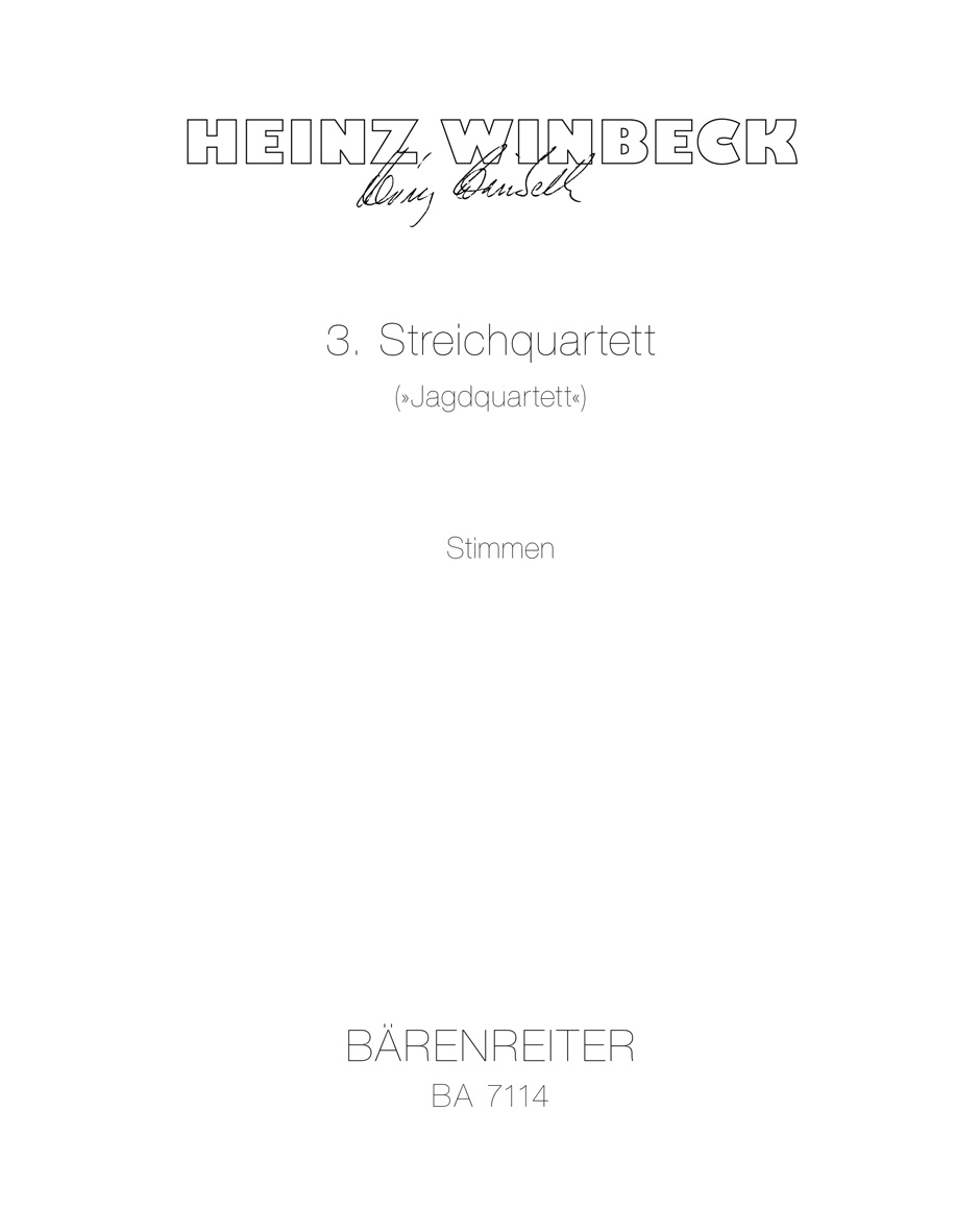 Vorderes Coverbild Streichquartett Nr. 3 "Jagdquartett" (1983/1984)