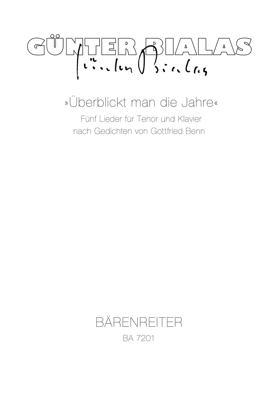 Vorderes Coverbild Überblickt man die Jahre. für Tenor und Klavier (1989)