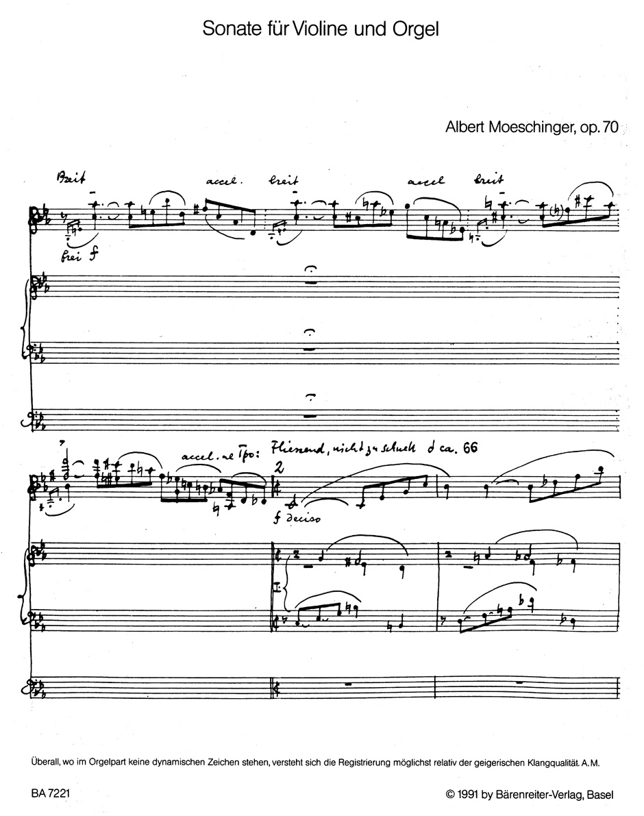 Vorderes Coverbild Sonate für Violine und Orgel op. 70 (1945)