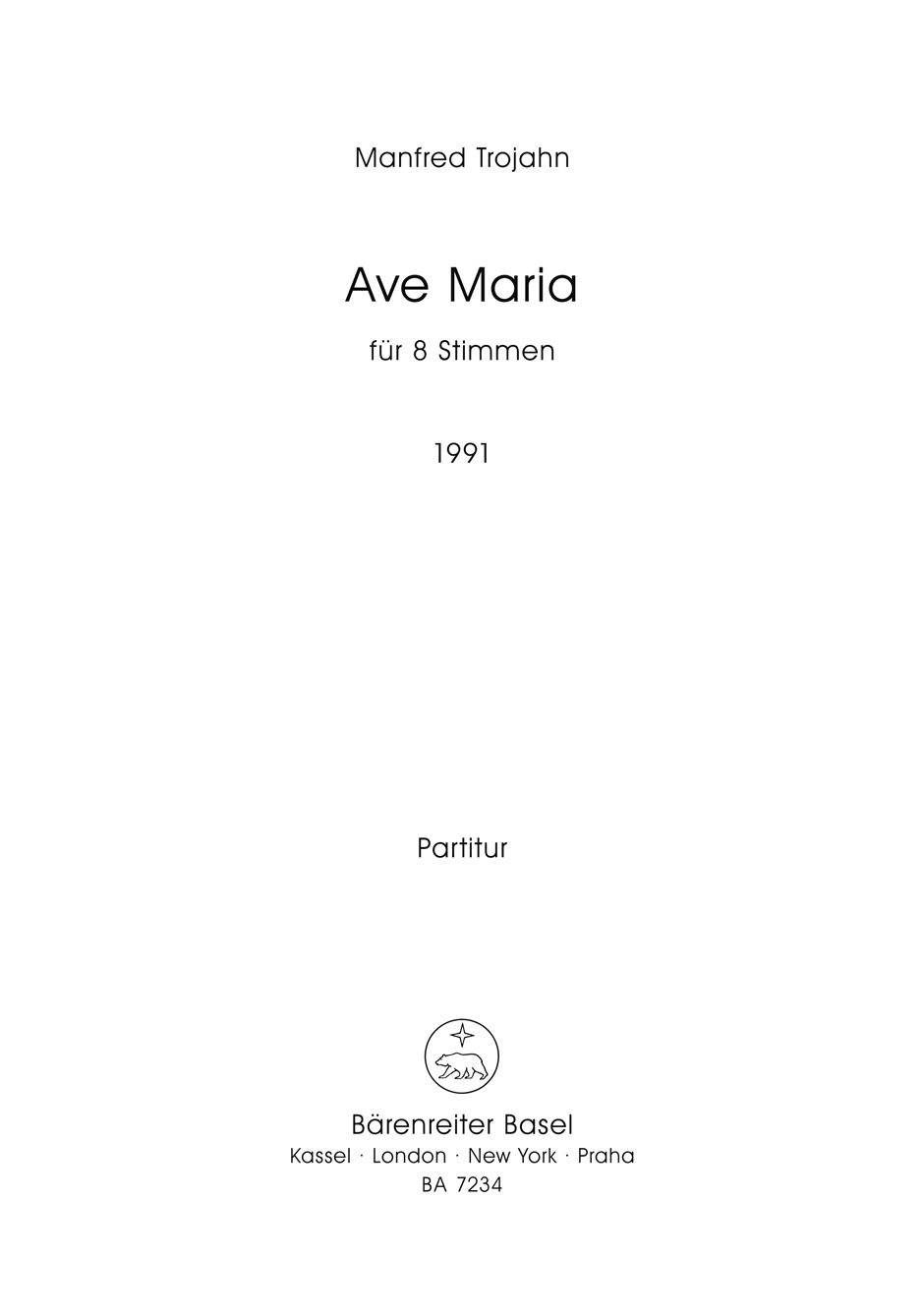 Vorderes Coverbild Ave Maria für acht Stimmen (1991)