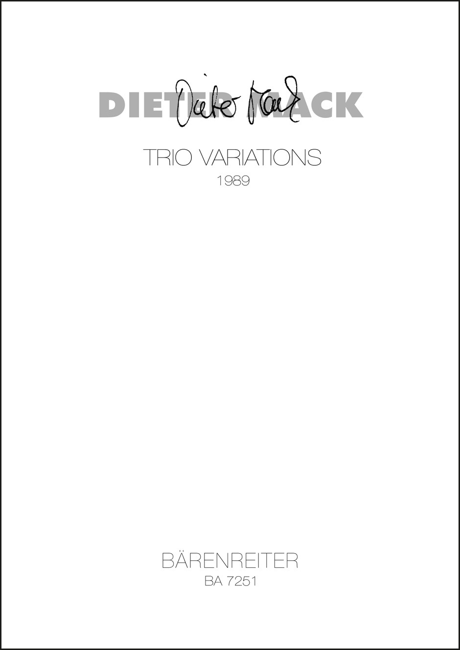 Vorderes Coverbild Trio Variations (1989)