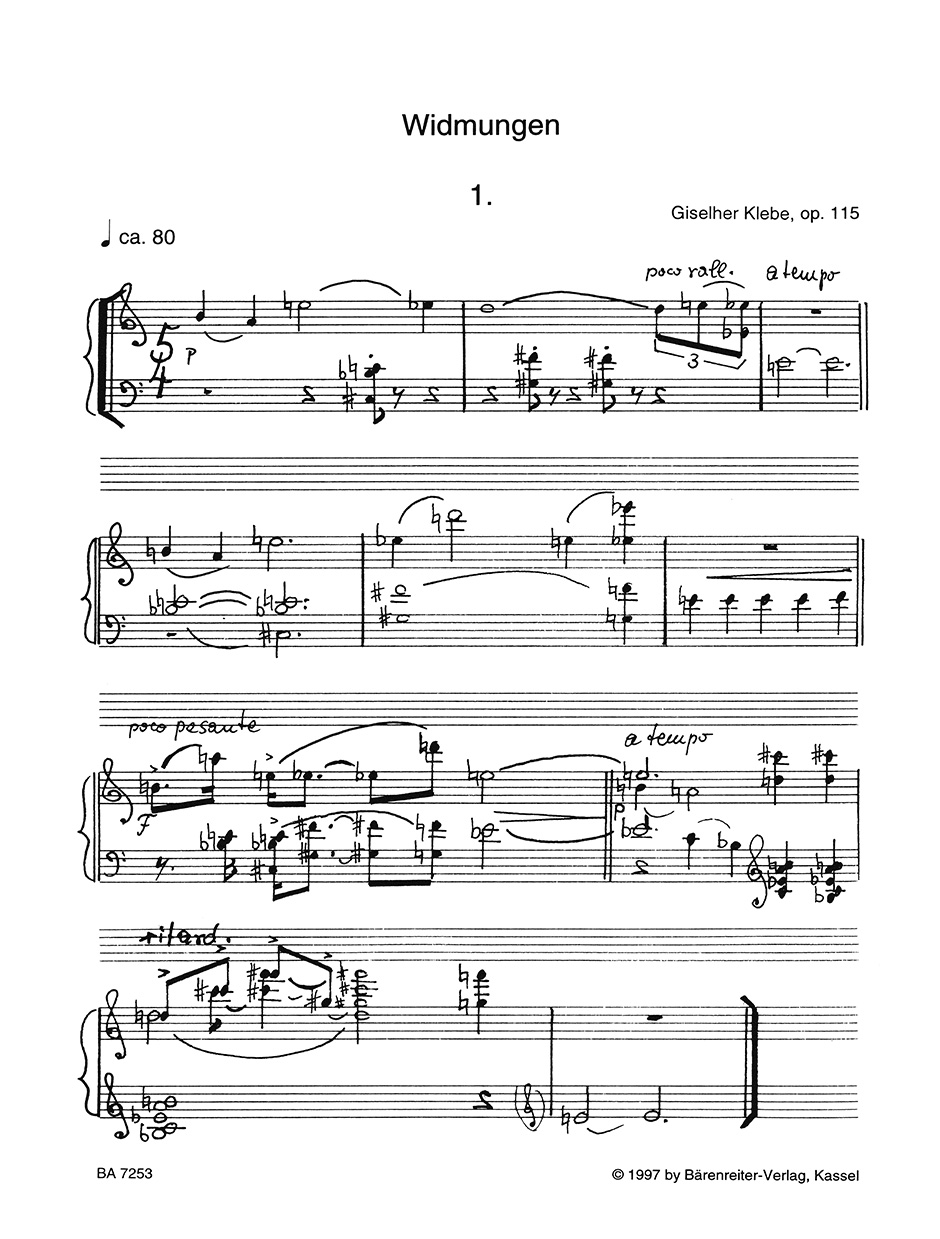 Vorderes Coverbild Widmungen op. 115