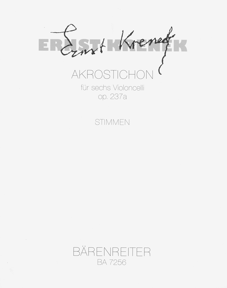 Vorderes Coverbild Akrostichon für sechs Violoncelli op. 237a