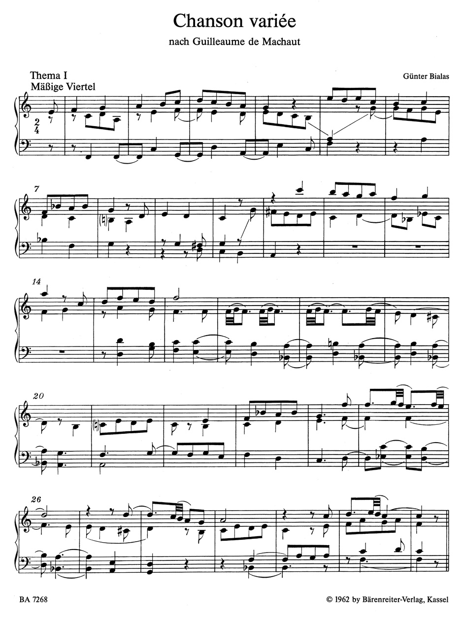 Anderes Coverbild Chanson variée nach Guillaume de Machaut