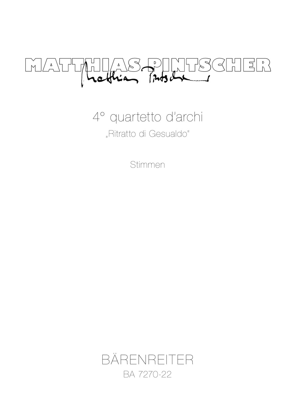 Vorderes Coverbild 4. quartetto d'archi - Ritratto di Gesualdo (1992)