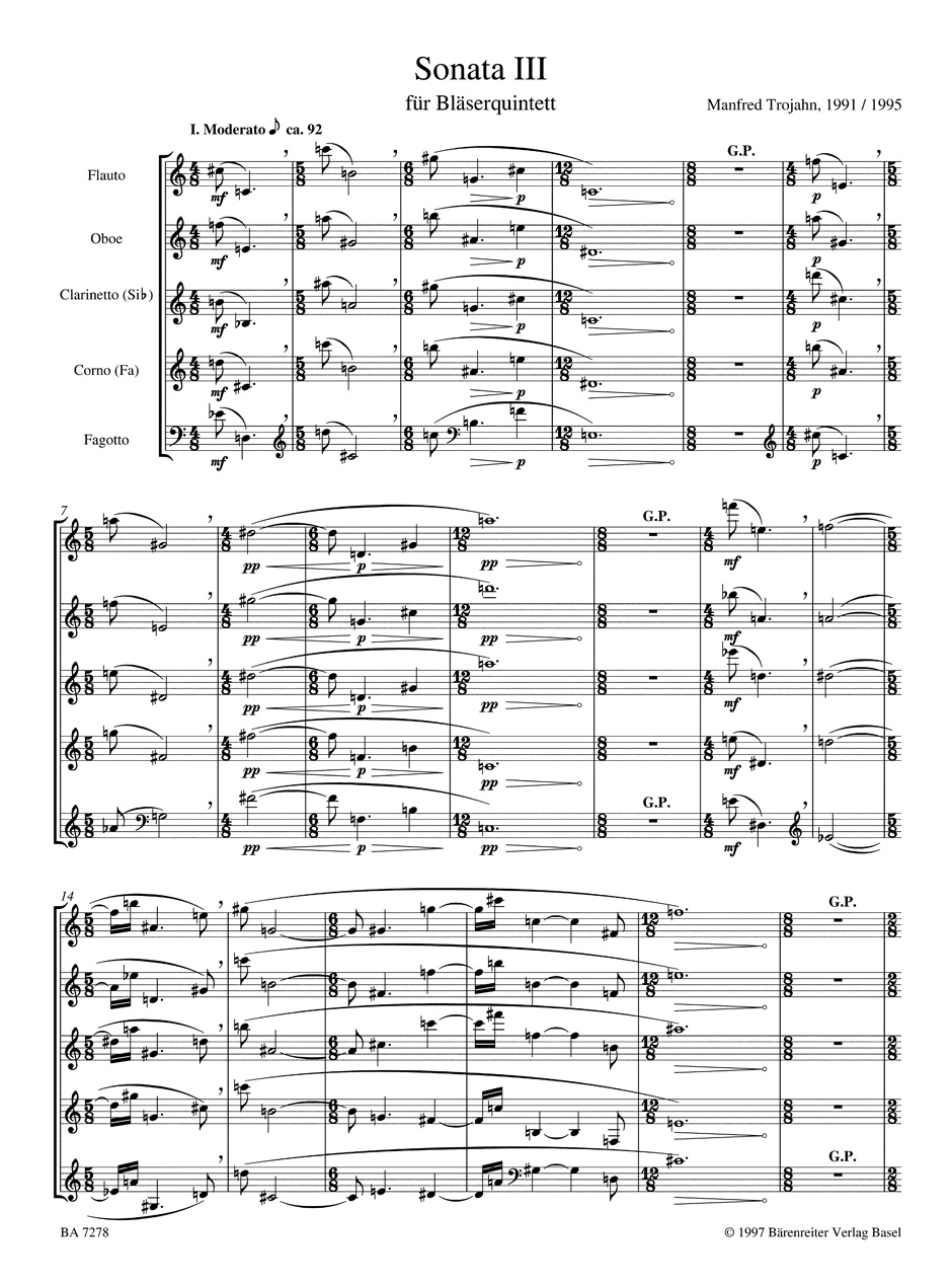 Anderes Coverbild Sonata III für Bläserquintett (1991)