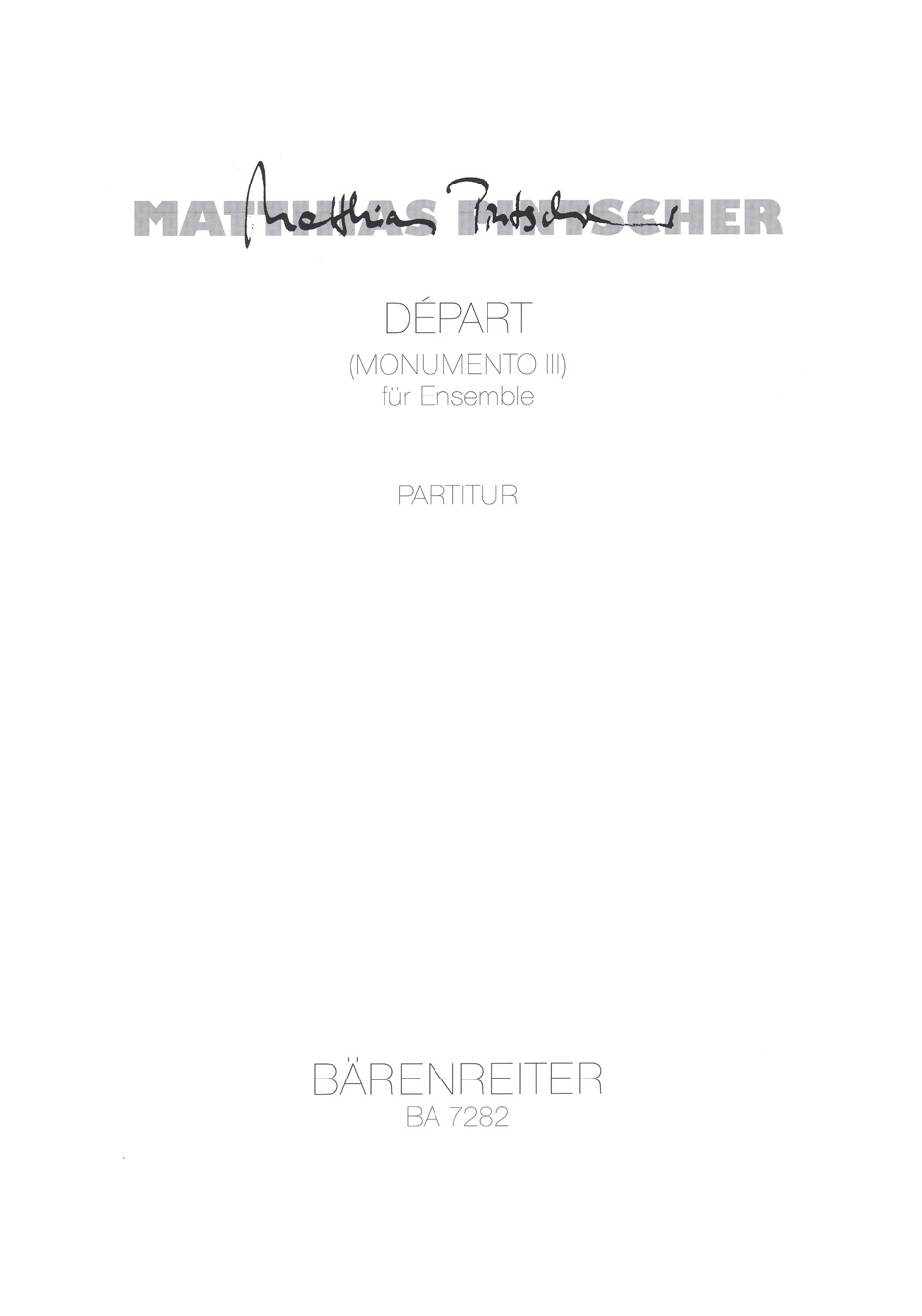 Vorderes Coverbild Départ (Monumento III) (1993)