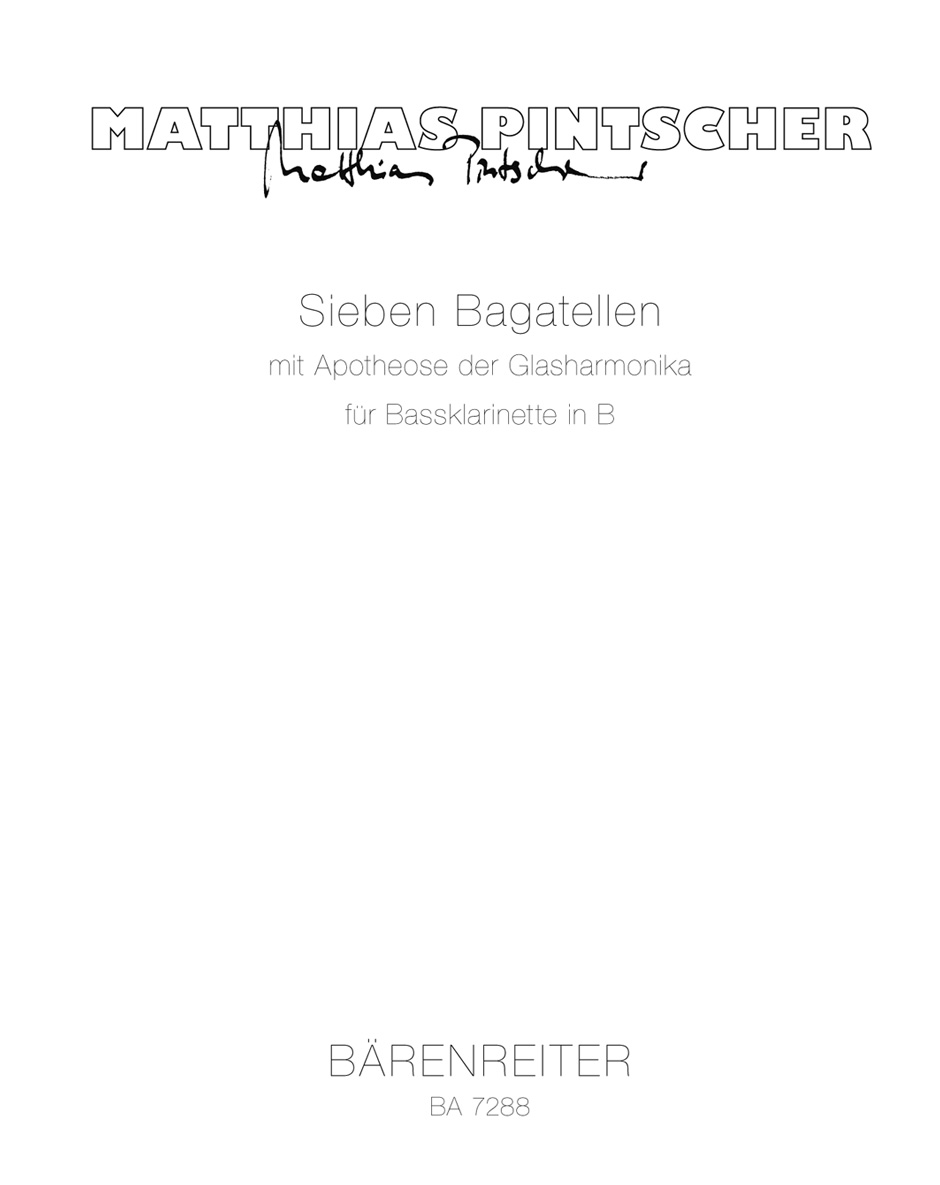 Vorderes Coverbild Sieben Bagatellen mit Apotheose der Glasharmonika für Bassklarinette in B (1993 (rev. 2001))