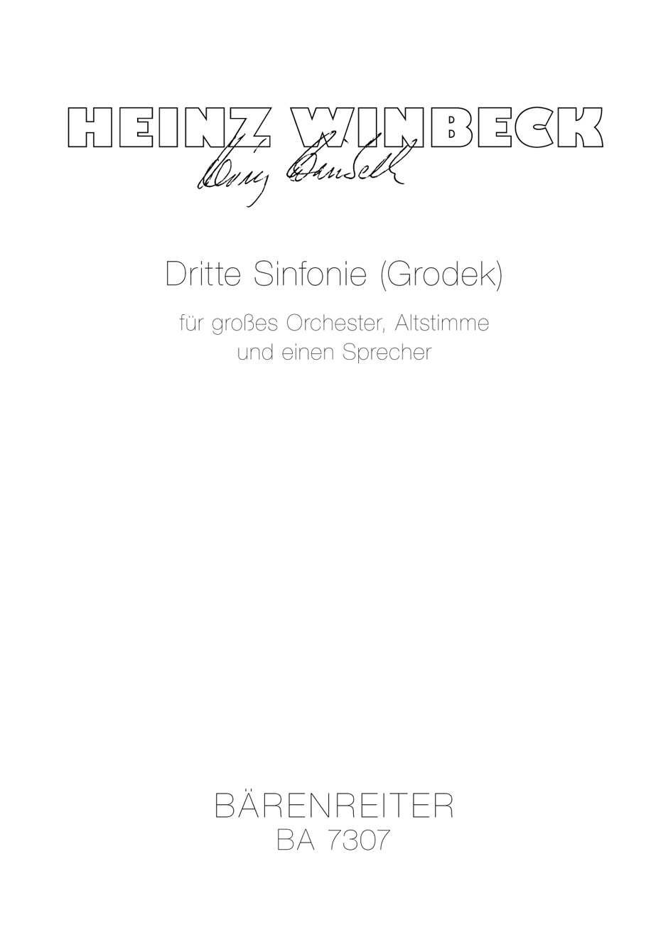 Vorderes Coverbild Dritte Sinfonie für großes Orchester, Altstimme und einen Sprecher "Grodek" (1987/1988)