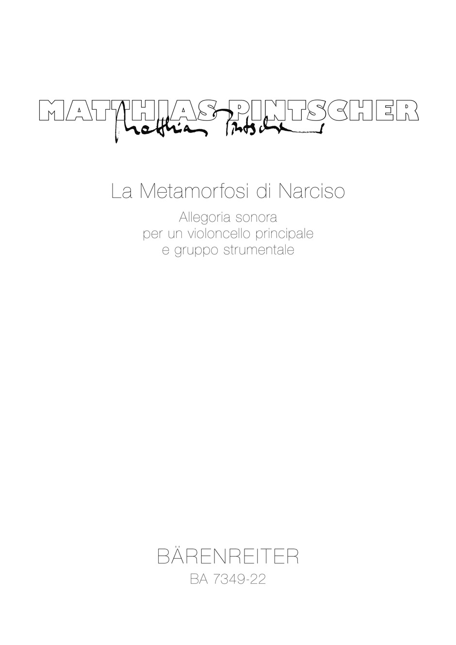 Vorderes Coverbild La Metamorfosi di Narciso (1992)