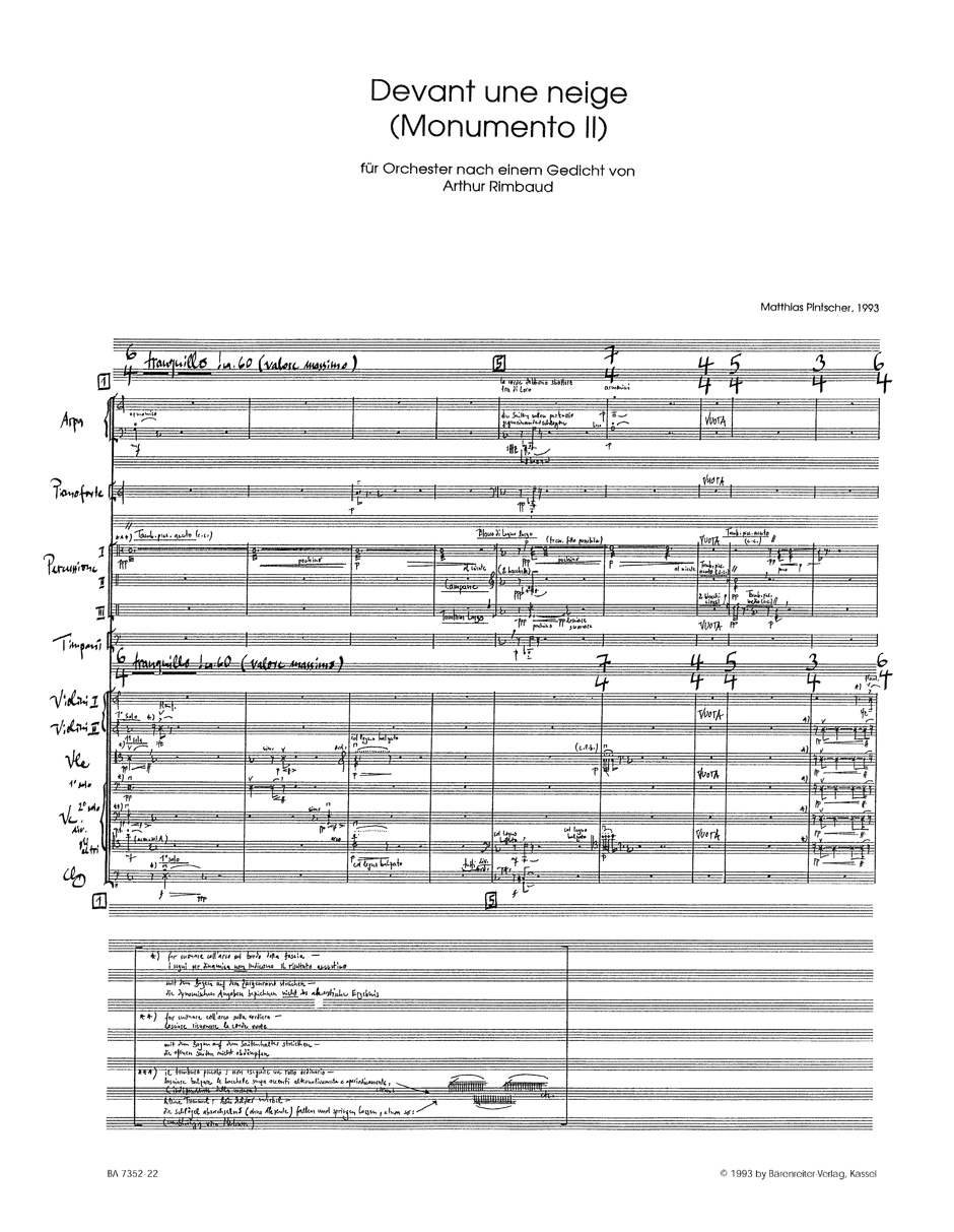 Anderes Coverbild Devant une neige - Monumento II für Orchester (1993)