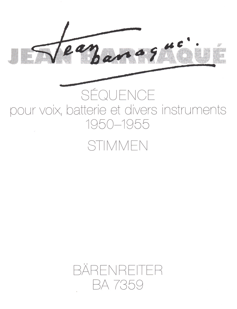 Vorderes Coverbild Sequence für Solostimme und Instrumentalensemble (1950–1955)