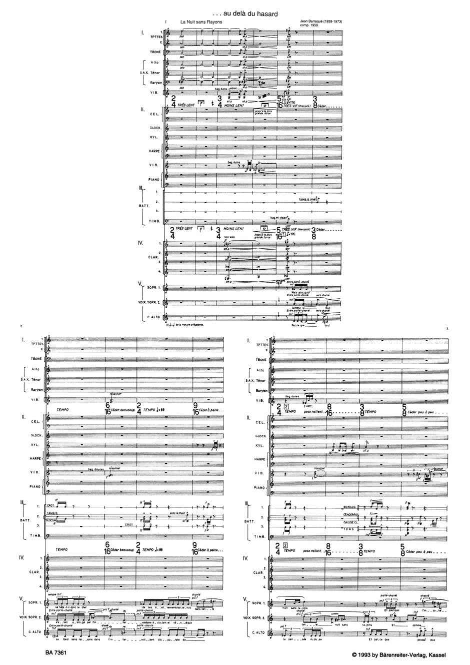 Vorderes Coverbild ...au delà du hasard für Solostimmen und Orchester in 4 Gruppen (1959)