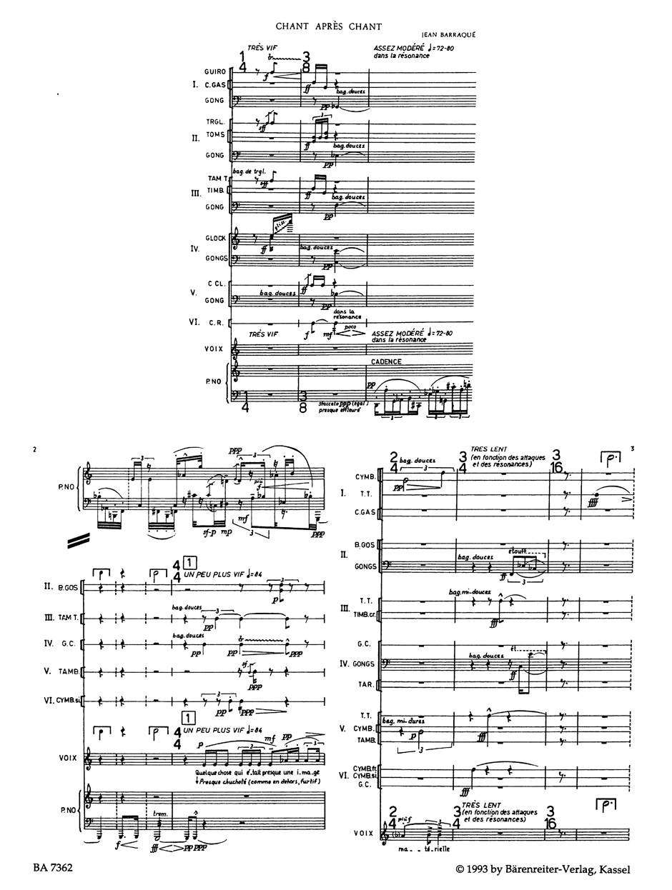 Anderes Coverbild Chant après chant pour six batteurs, voix et piano (1966)
