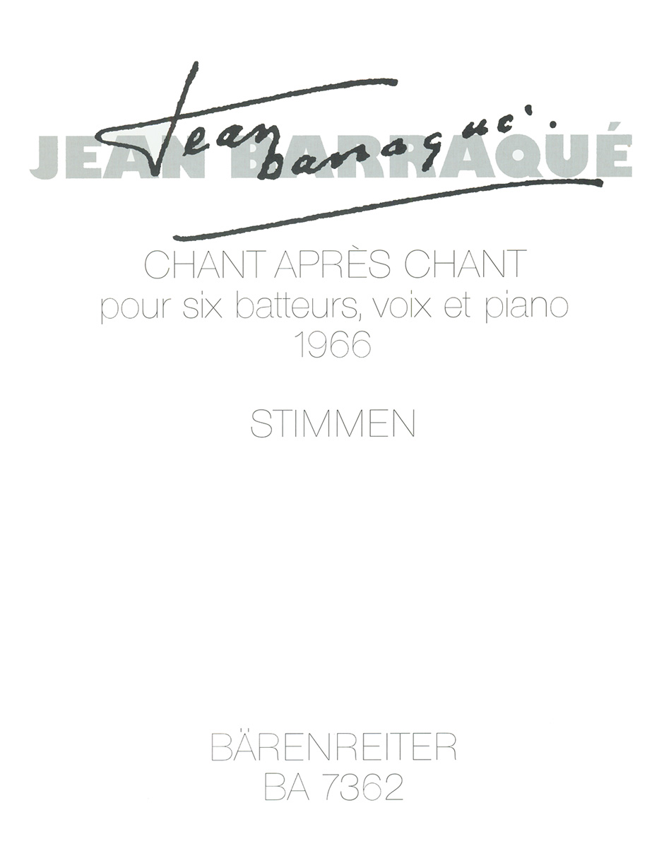 Vorderes Coverbild Chant après chant pour six batteurs, voix et piano (1966)
