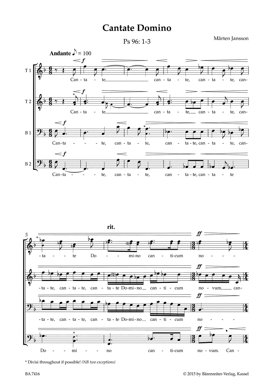 Anderes Coverbild Cantate Domino