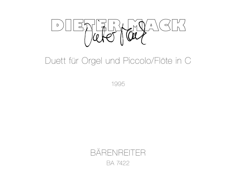 Vorderes Coverbild Duett für Orgel und Piccolo/Flöte in C (1995)
