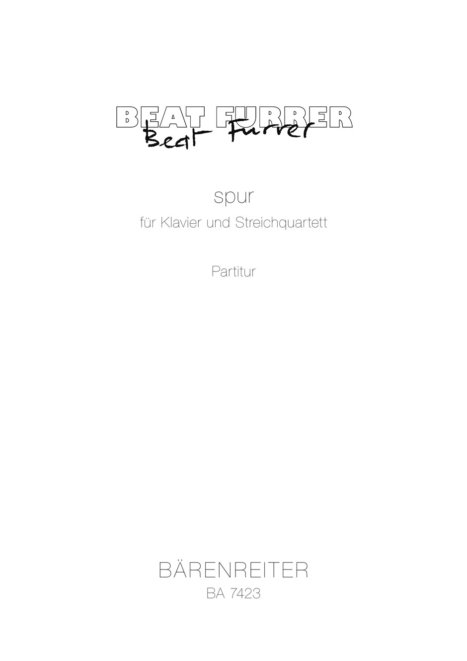 Vorderes Coverbild spur für Klavier und Streichquartett (1998)