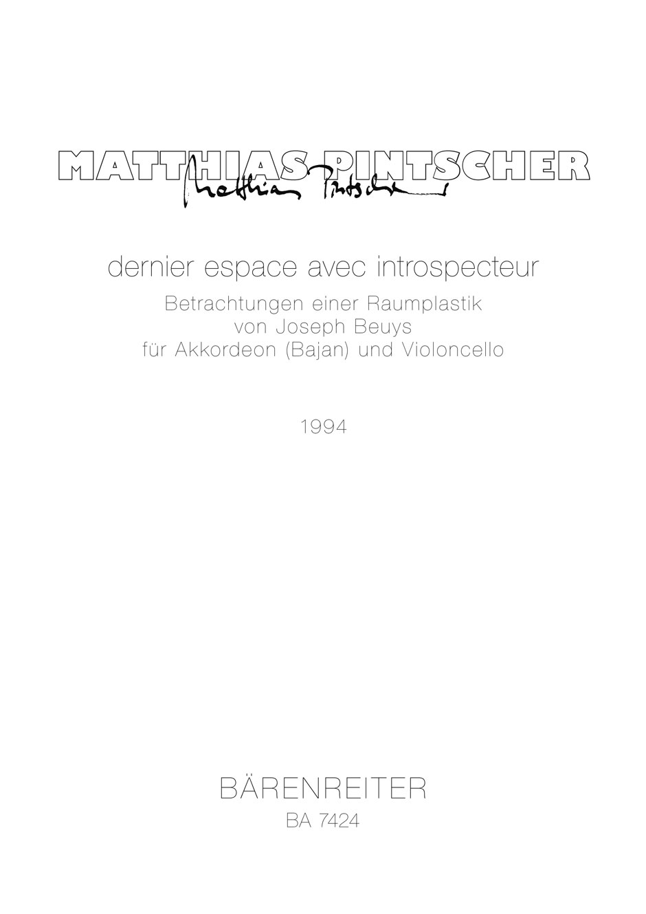 Vorderes Coverbild dernier espace avec introspecteur (1994)