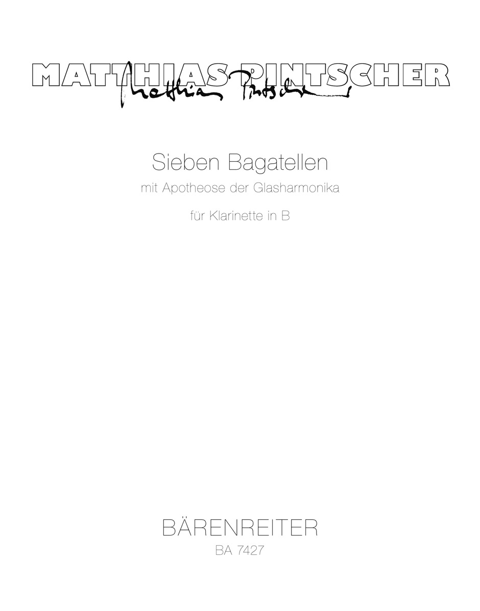 Vorderes Coverbild Sieben Bagatellen mit Apotheose der Glasharmonika für Klarinette in B (1994 (rev. 2001))