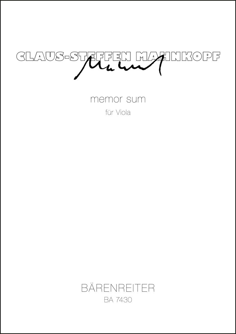 Vorderes Coverbild Memor sum für Viola (1989)