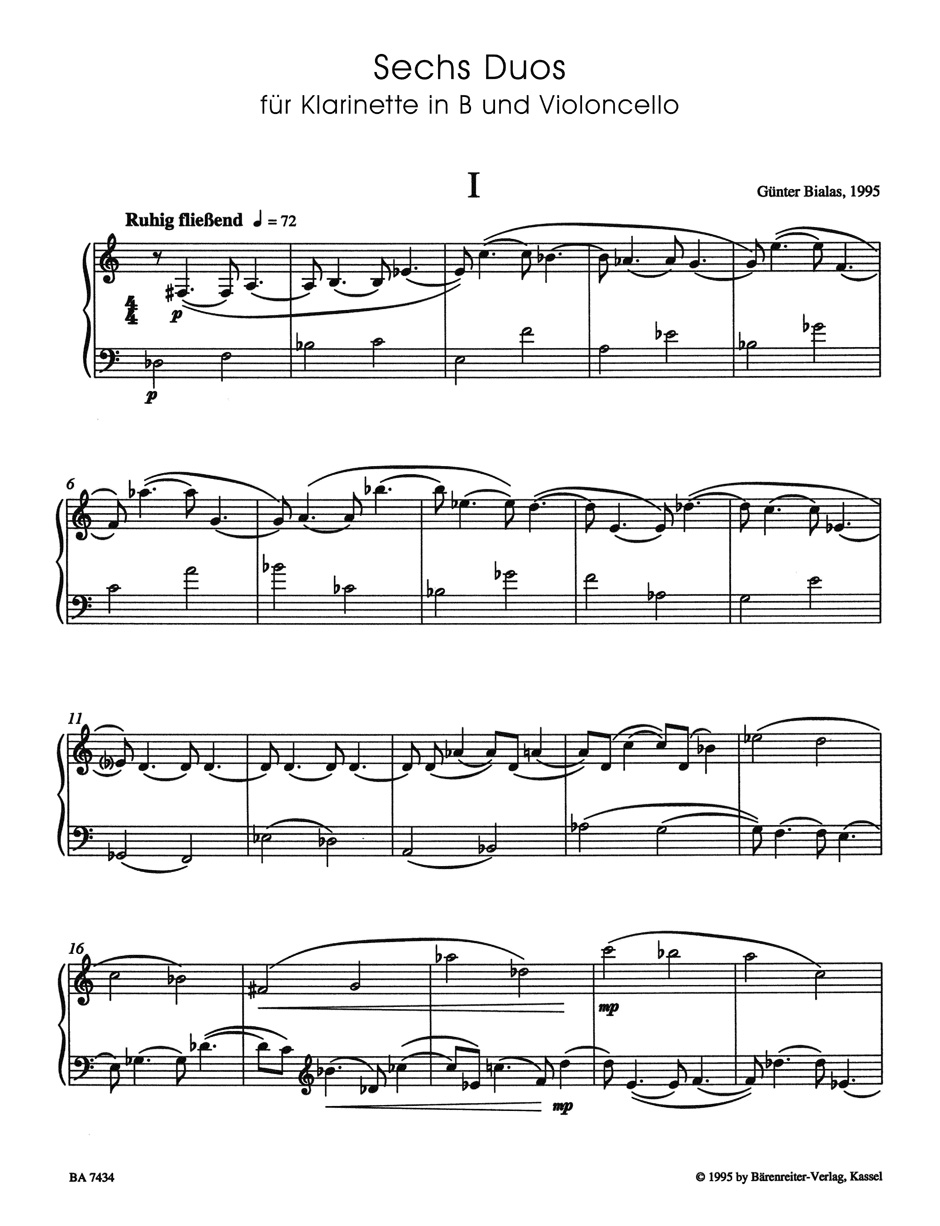 Anderes Coverbild Sechs Duos für Klarinette in B und Violoncello (1995)