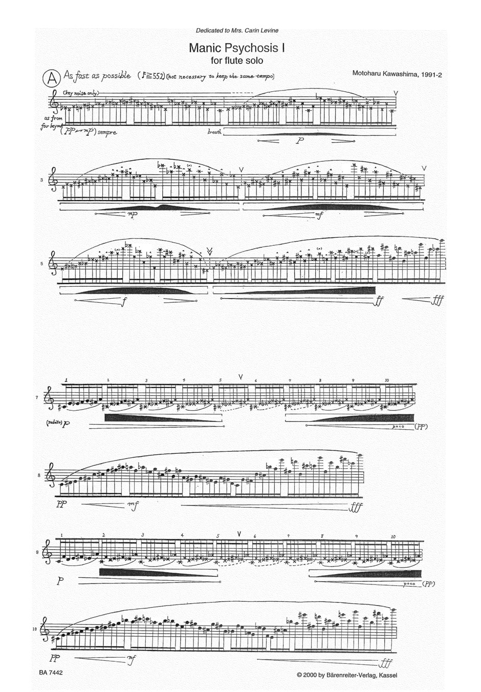 Anderes Coverbild Manic Psychosis I for Flute solo (1991/1992)