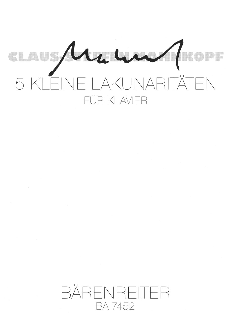 Vorderes Coverbild Fünf kleine Lakunaritäten (1994/1995)