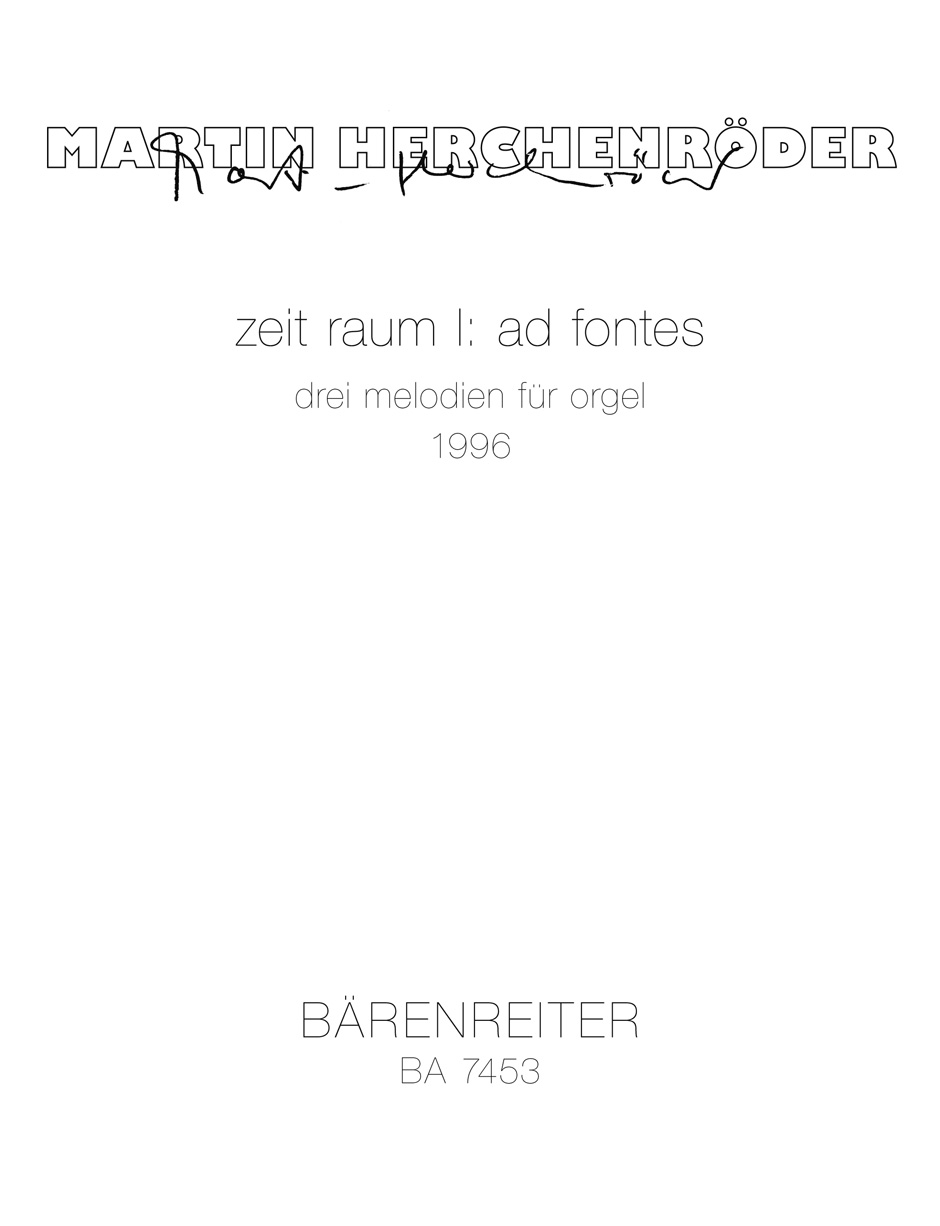 Vorderes Coverbild zeit raum I: ad fontes (1996)