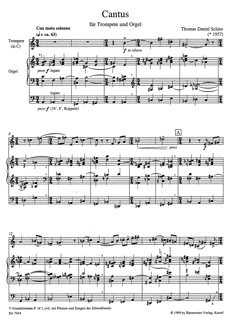 Anderes Coverbild Cantus für Trompete und Orgel (1998)