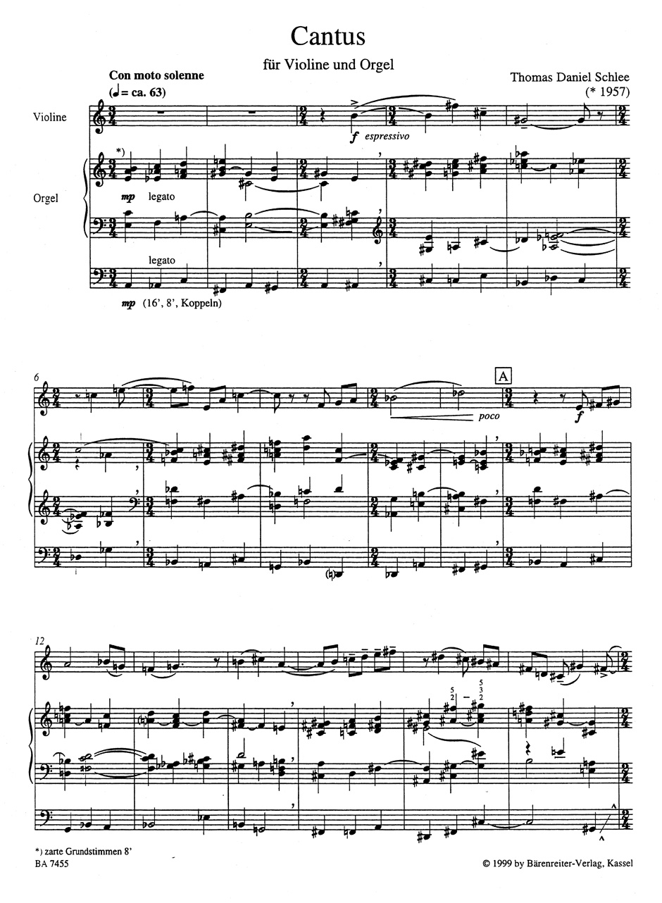 Anderes Coverbild Cantus für Violine und Orgel (1998)