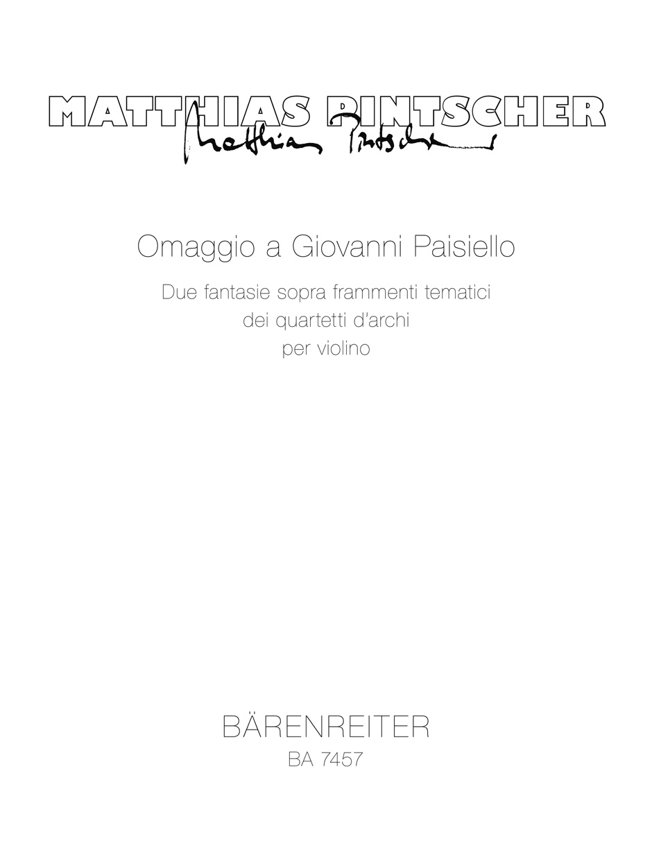 Vorderes Coverbild Omaggio a Giovanni Paisiello für Violine solo (1991)