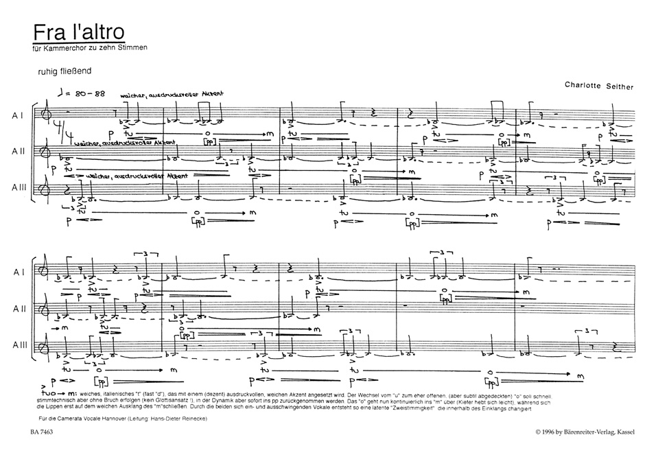 Anderes Coverbild Fra l'altro für Kammerchor zu 10 Stimmen, solistisch oder chorisch (1991)