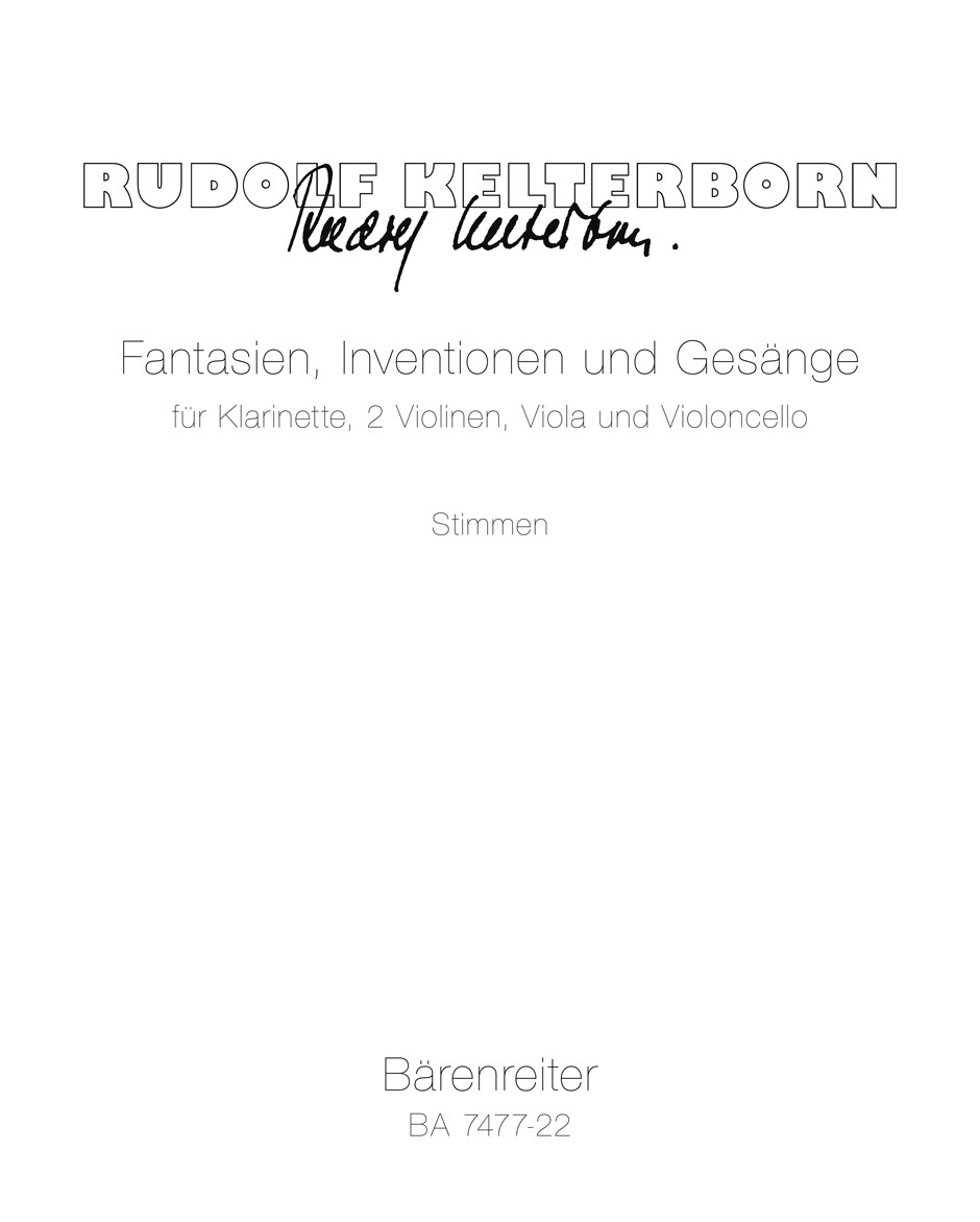 Vorderes Coverbild Fantasien, Inventionen und Gesänge für Klarinette in B, 2 Violinen, Viola und Violoncello (1996)