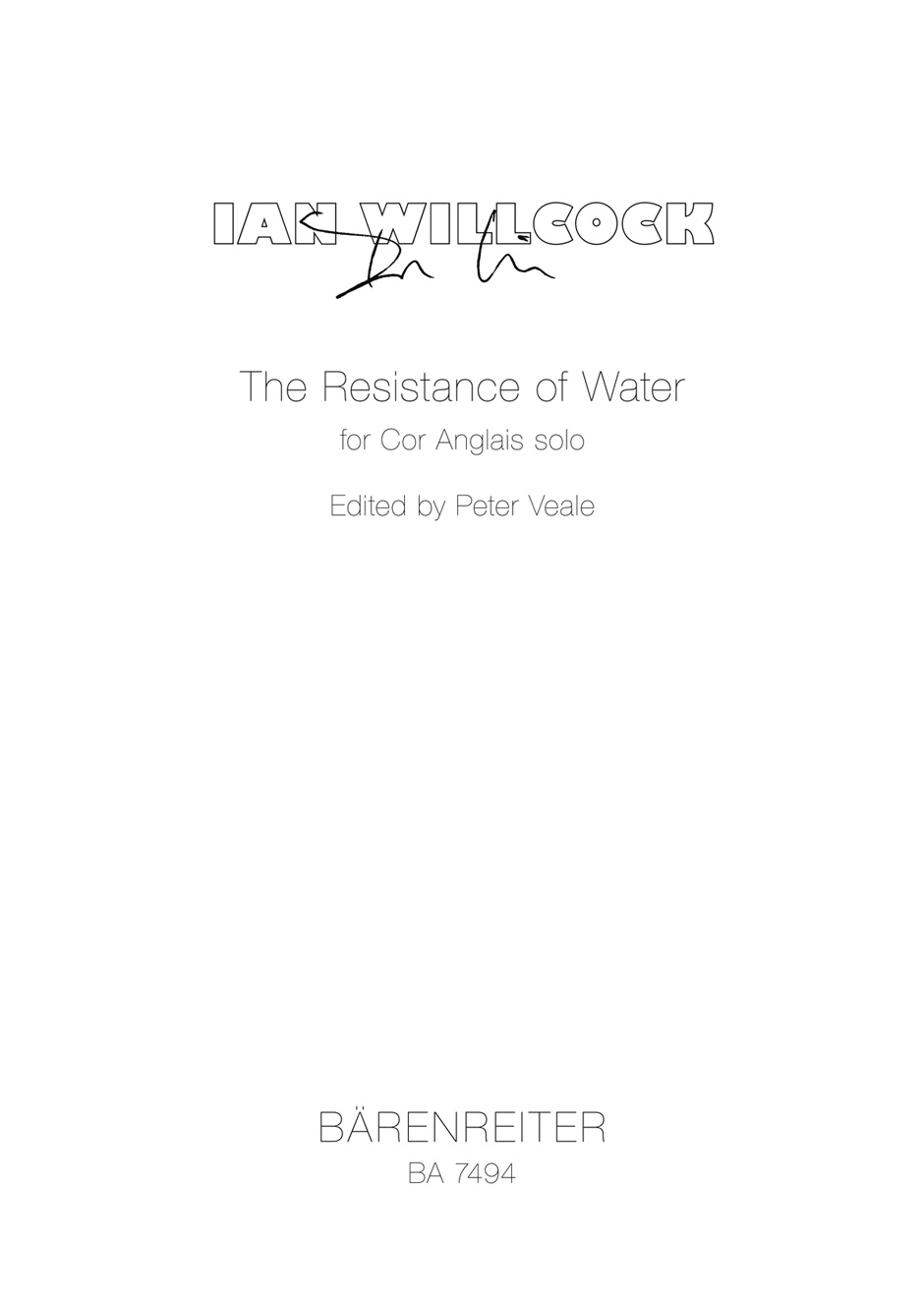 Vorderes Coverbild The Resistance of Water for Cor Anglais solo (1996)