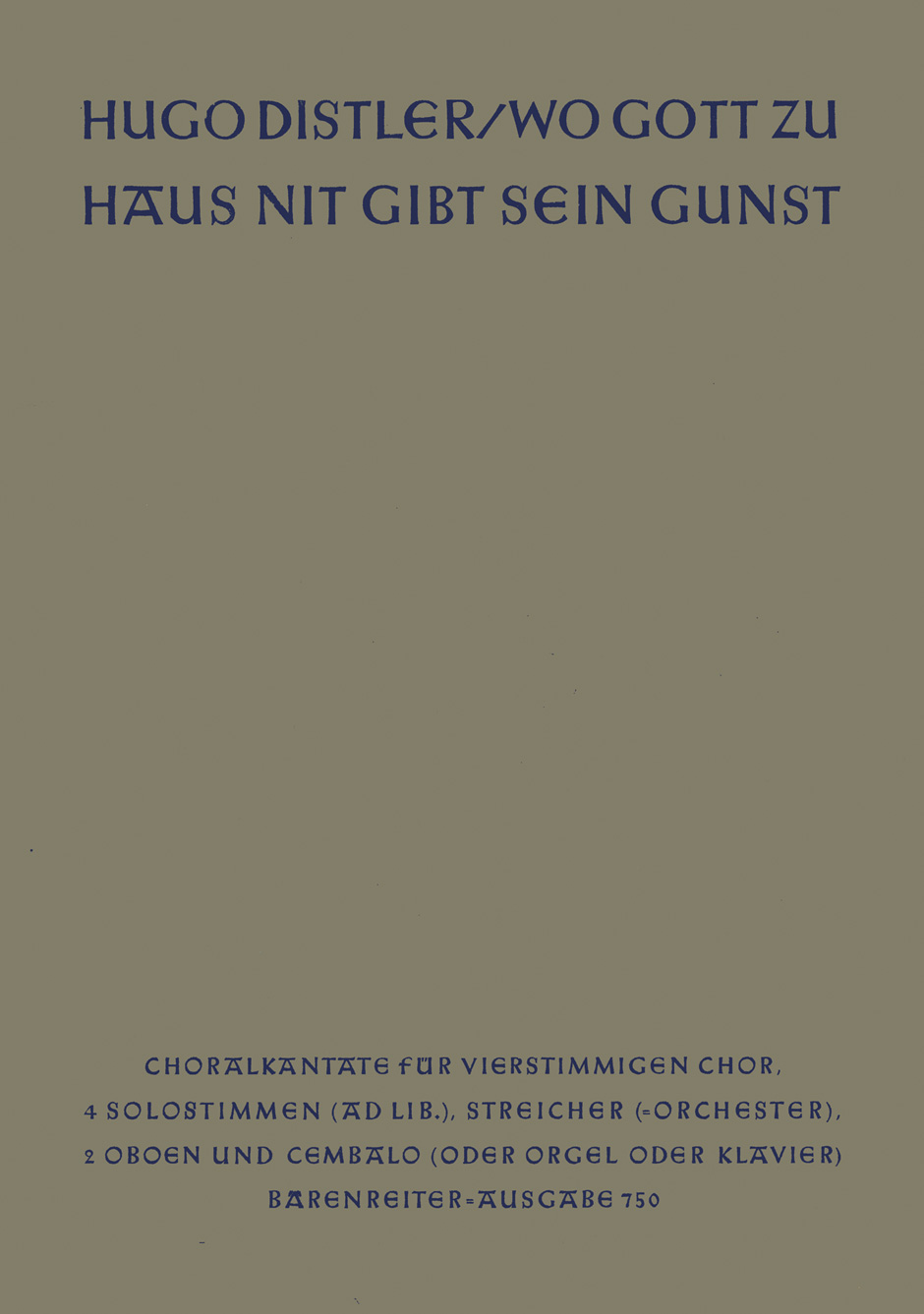 Vorderes Coverbild Wo Gott zuhaus nit gibt sein Gunst op. 11/1 (1933)
