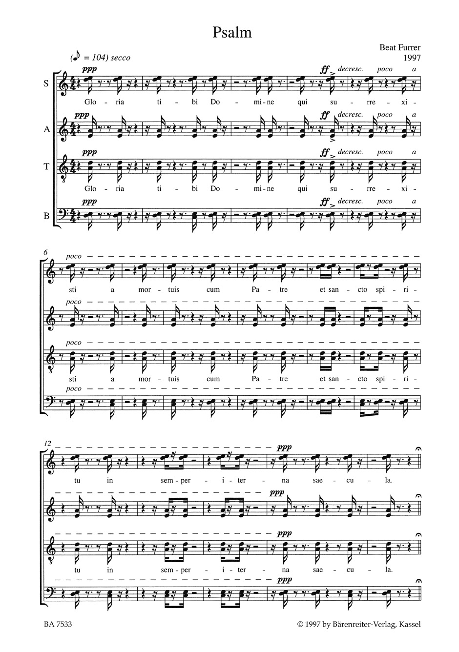 Anderes Coverbild Psalm für achtstimmigen Chor a cappella (1997)