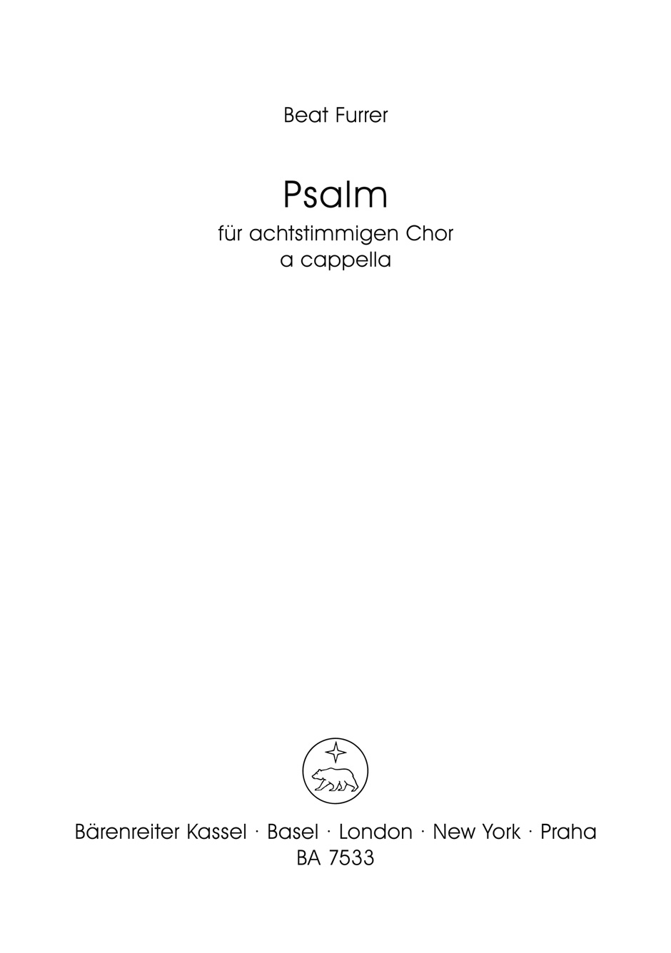 Vorderes Coverbild Psalm für achtstimmigen Chor a cappella (1997)