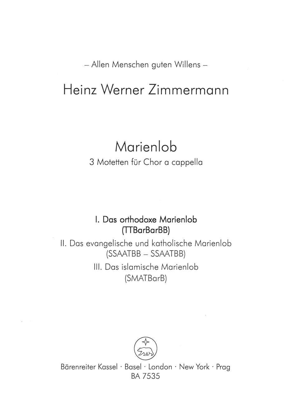 Vorderes Coverbild Marienlob: I. Das orthodoxe Marienlob (2003)