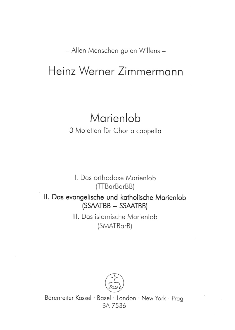 Vorderes Coverbild Marienlob: II. Das evangelische und katholische Marienlob (2003)