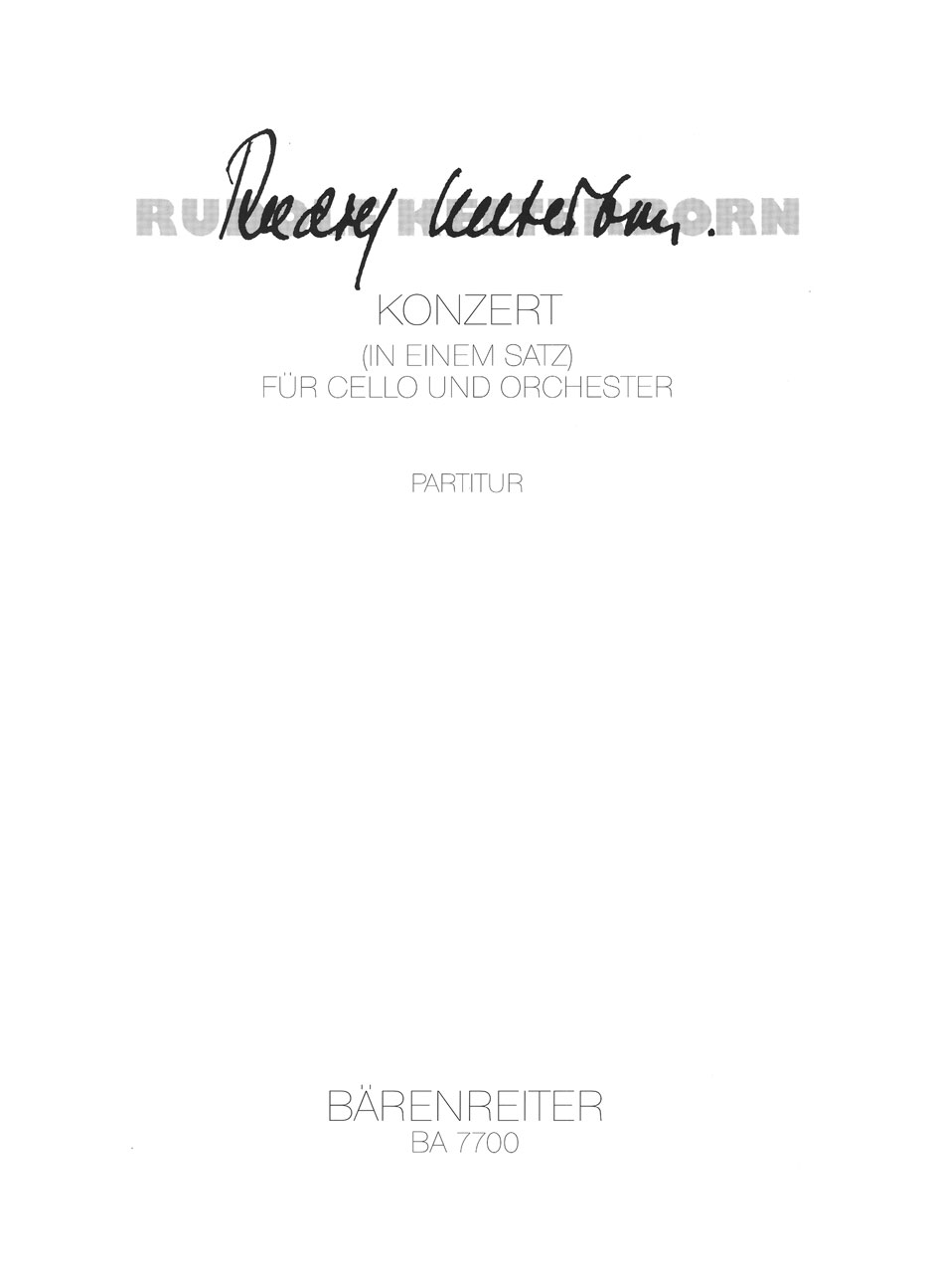 Vorderes Coverbild Konzert für Cello und Orchester (1998/1999)
