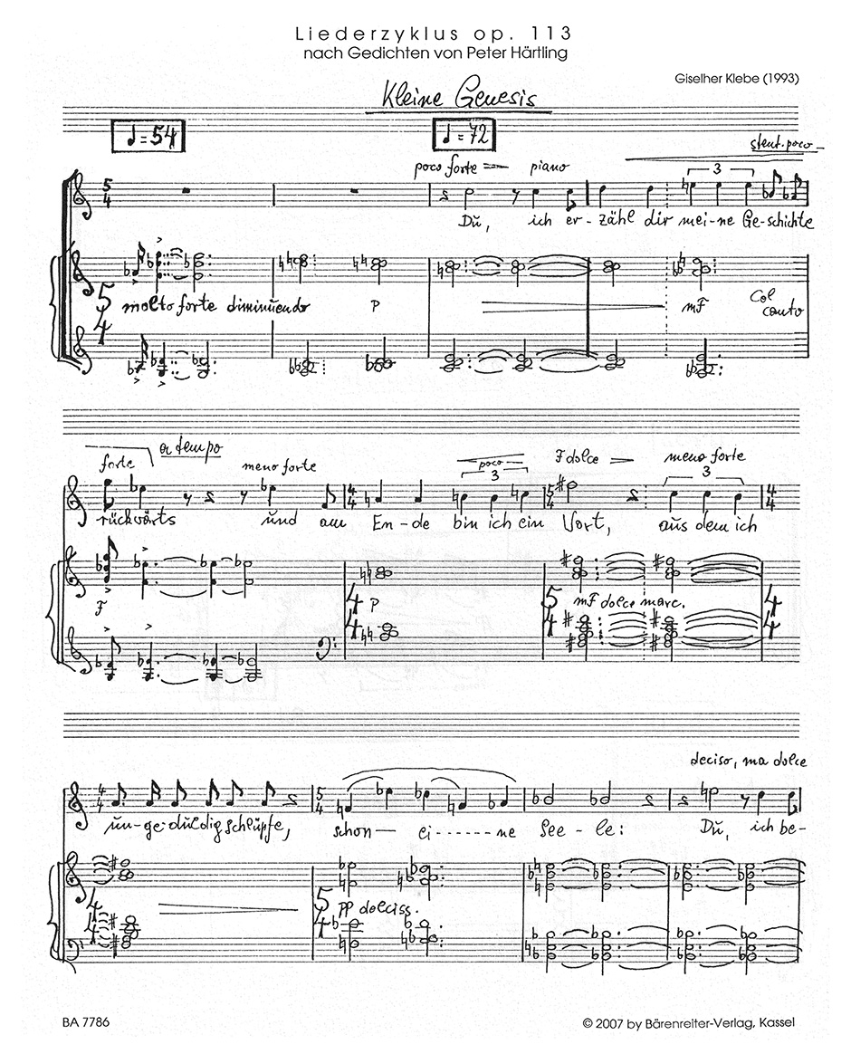 Anderes Coverbild Liederzyklus nach Gedichten von Peter Härtling für Tenor und Klavier op. 113 (1993)