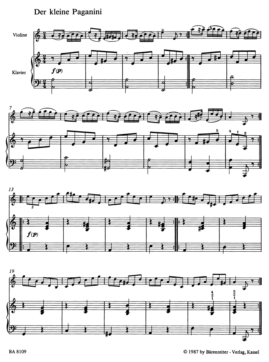 Anderes Coverbild Der kleine Paganini für Violine und Klavier
