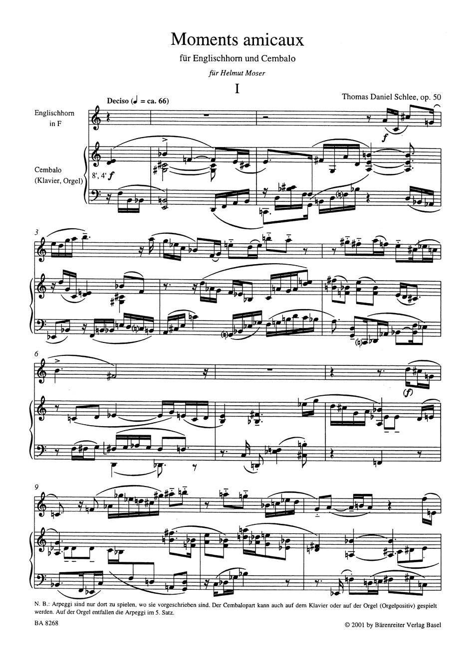 Anderes Coverbild Moments amicaux für Englischhorn und Cembalo op. 50 (2000)