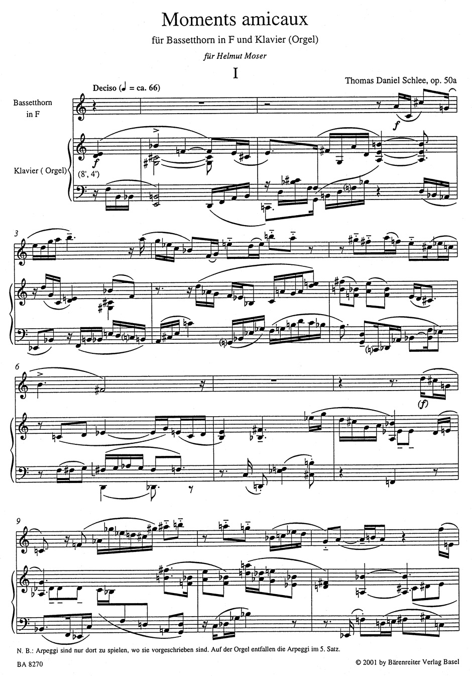 Anderes Coverbild Moments Amicaux für Bassetthorn in F und Klavier (Orgel) op. 50a (2000)