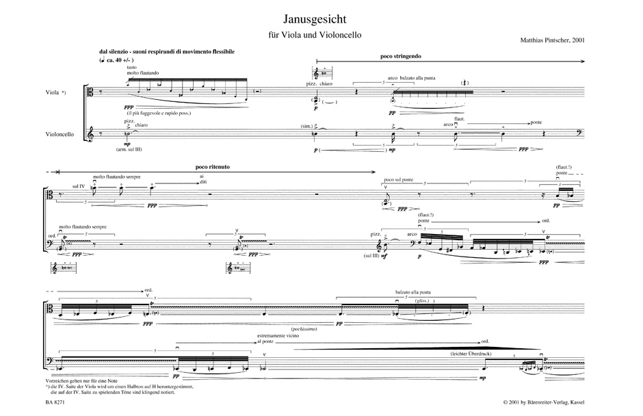 Anderes Coverbild Janusgesicht für Viola und Violoncello (2001)