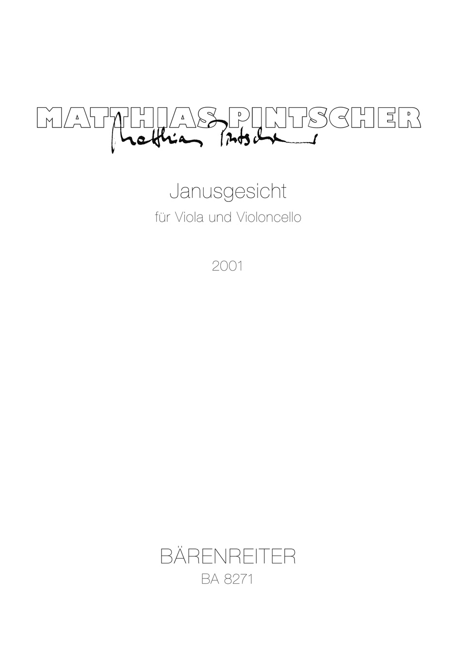 Vorderes Coverbild Janusgesicht für Viola und Violoncello (2001)