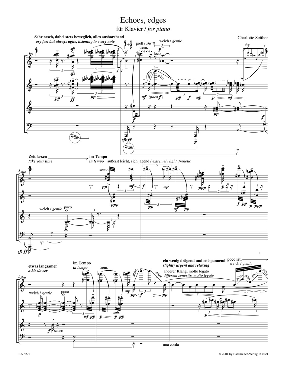 Anderes Coverbild Echoes, edges für Klavier (2001)