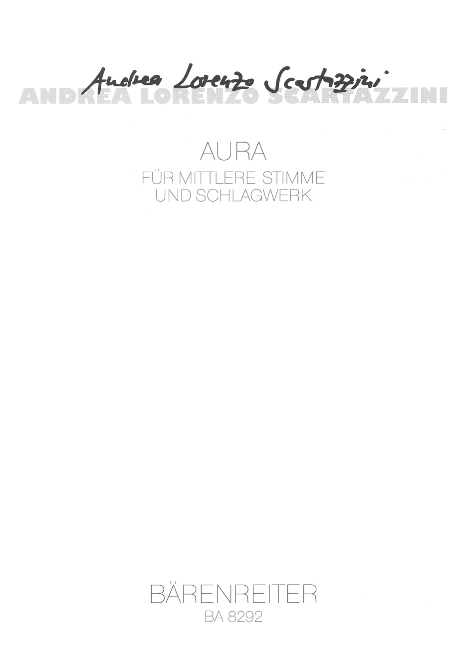 Vorderes Coverbild Aura für mittlere Stimme und Schlagwerk (2000)